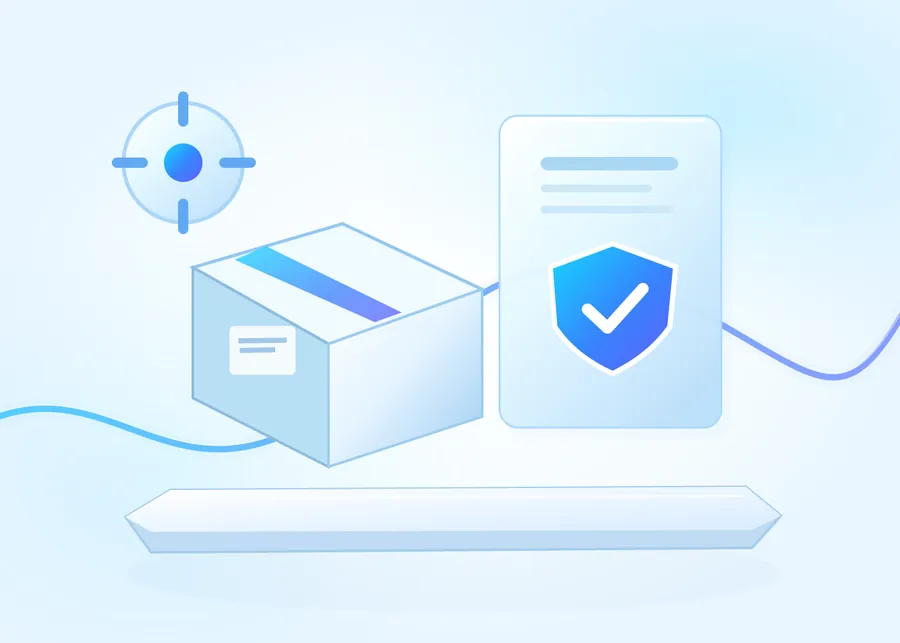 Illustration: a parcel and a confirmed document