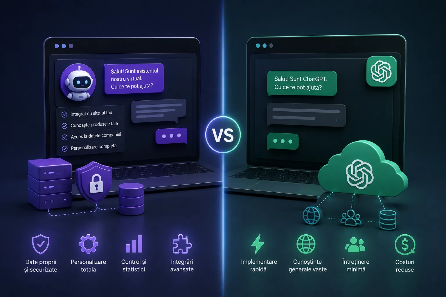 Chatbot propriu vs ChatGPT: ce alegi pentru site-ul tău