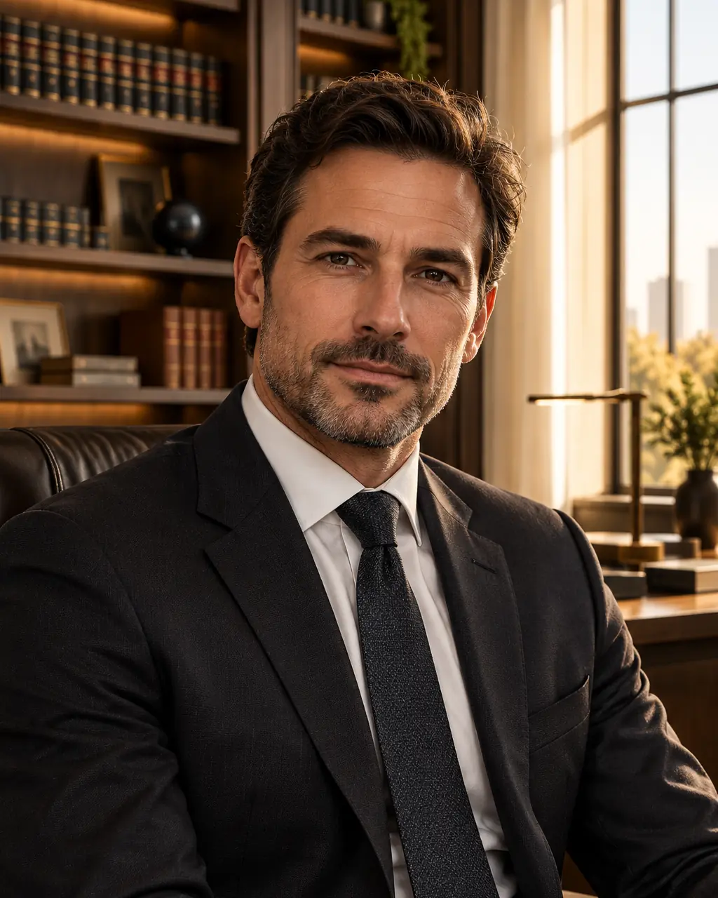 Lawyer in a dark suit in the office
