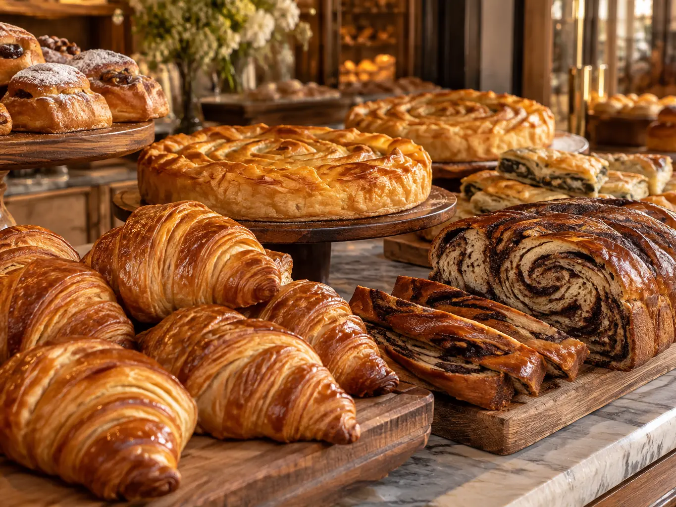 Croissante și cozonac scoase din cuptor