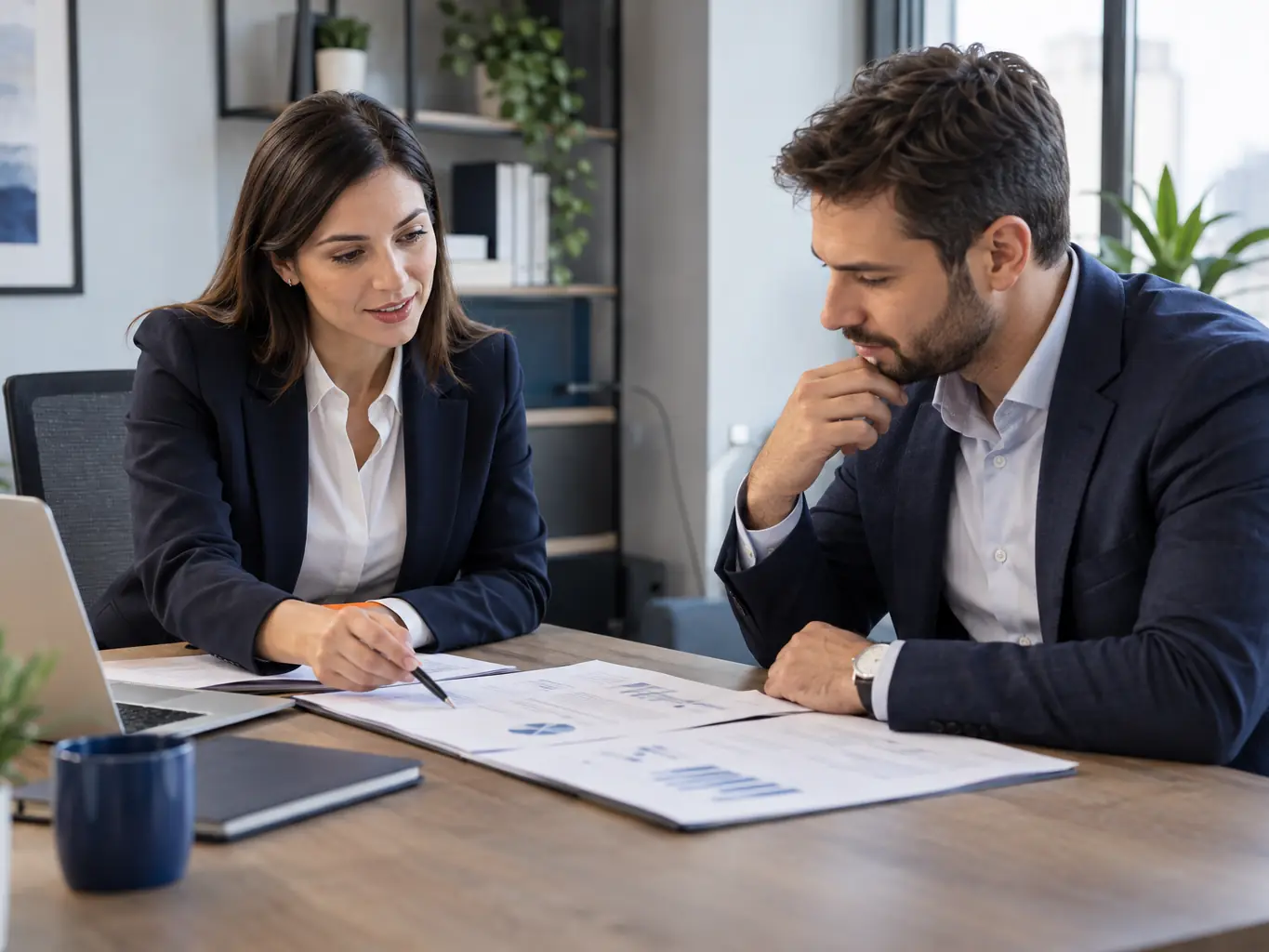 Accountant and business owner in an advisory meeting
