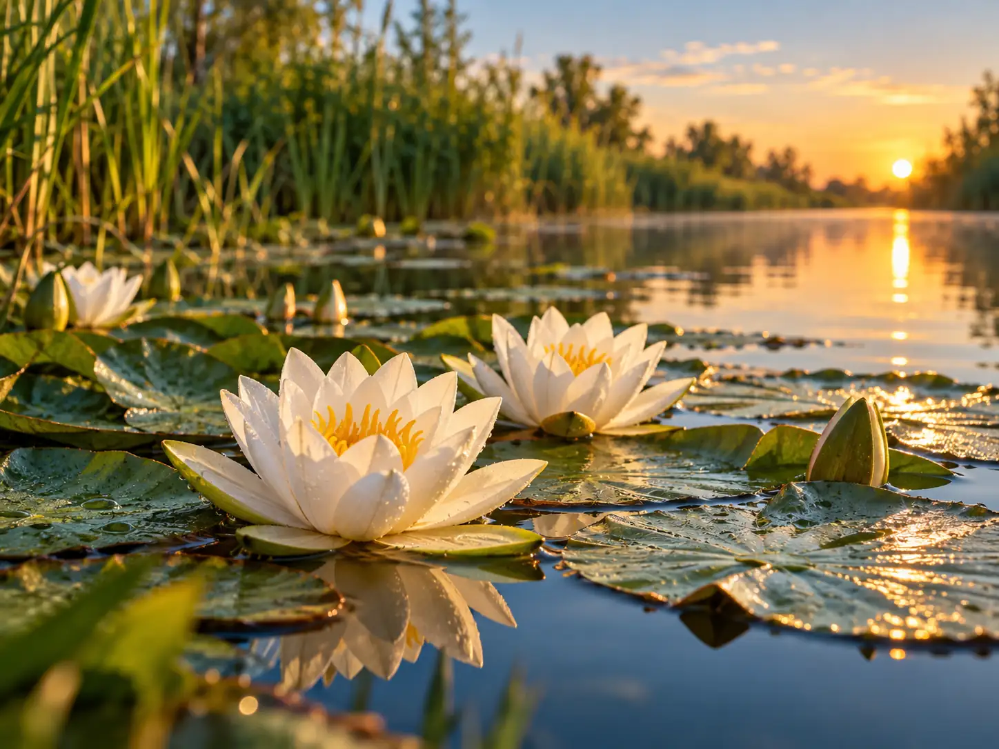 Nuferi albi pe lac