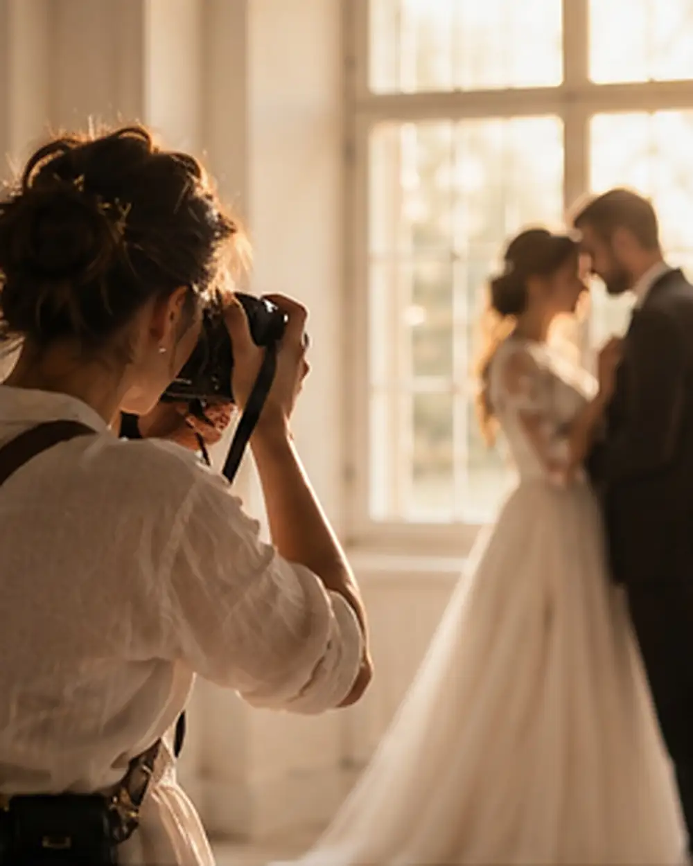The photographer at work, next to a bright window