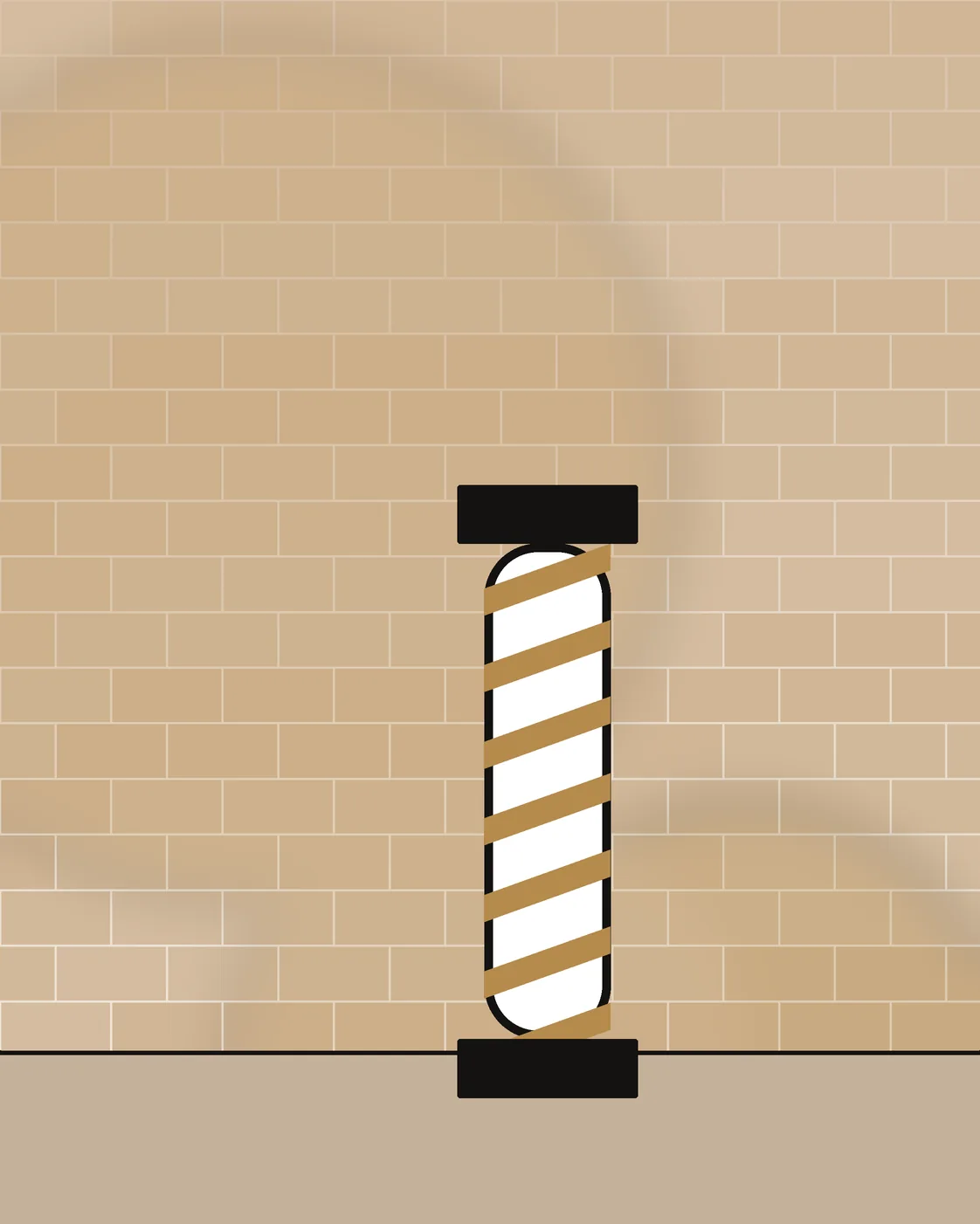 The exposed brick wall, with the brass mirrors and lamps