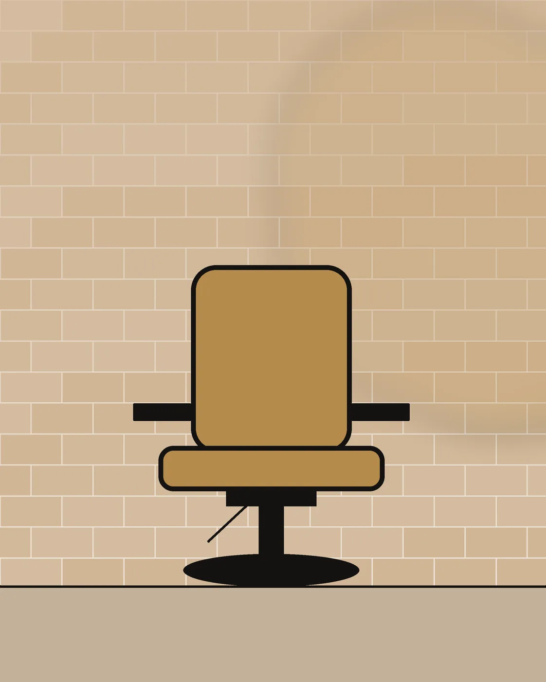 A restored cast-iron barber chair, with leather upholstery