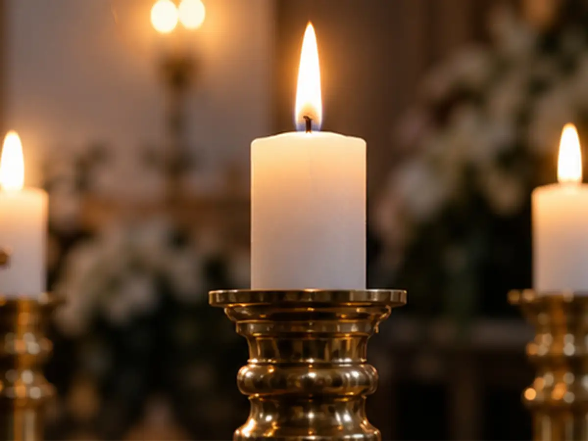 Lit candles in the chapel