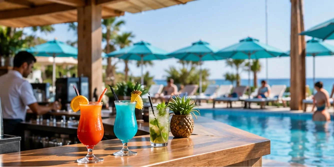 Barul de la piscină, cu cocktailuri pe tejghea