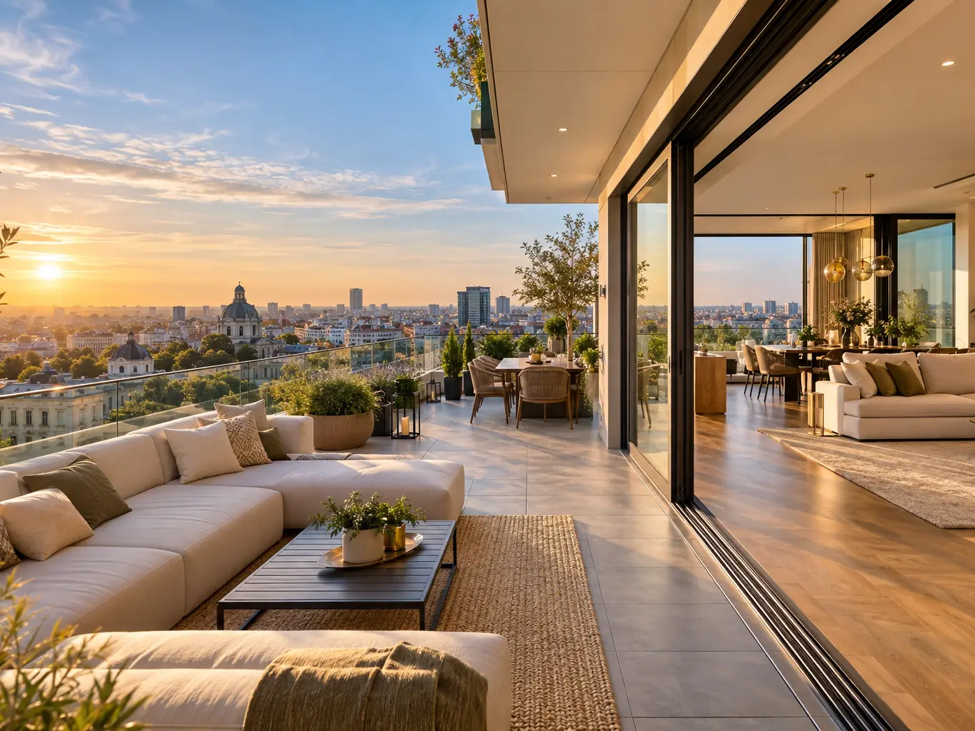 Penthouse cu terasă mare și vedere spre oraș