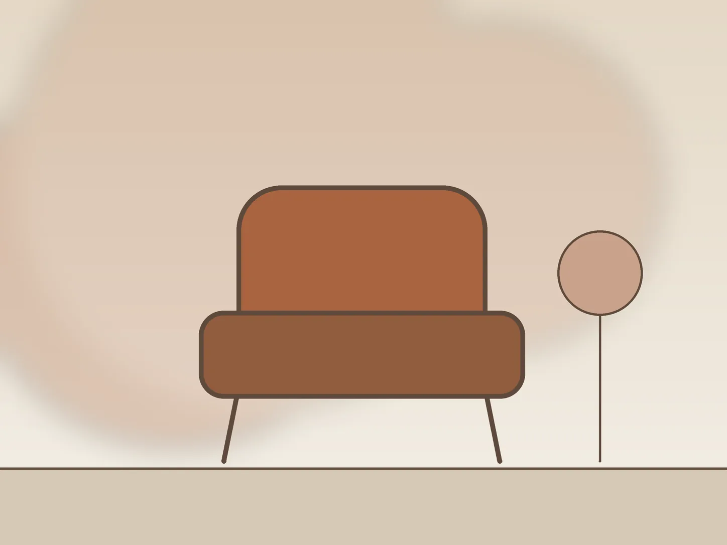 The consulting room, with two armchairs and warm light