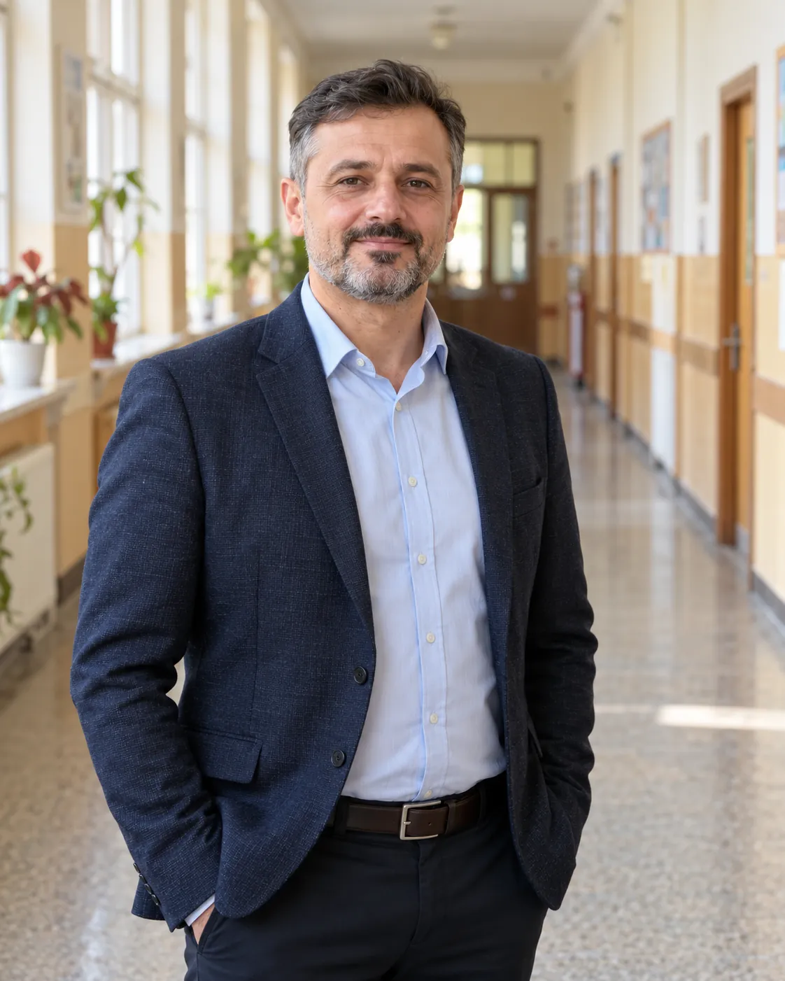The deputy head in the school hallway