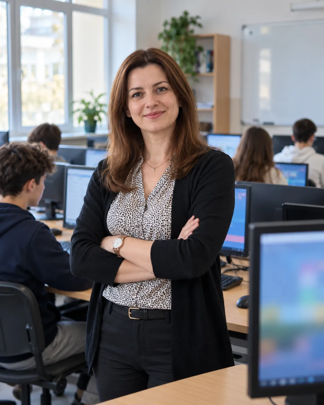 The mathematics and computer science teacher in the computer lab