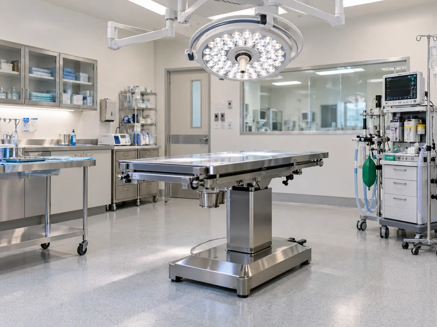 Operating theatre with a table and surgical lamp