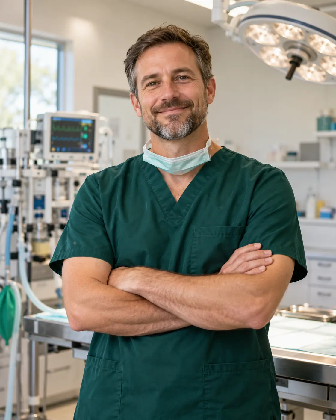 Veterinary surgeon in scrubs